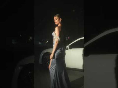 Ladivine KV1123 - Illusion Fringe Evening Dress