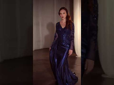 Ladivine CDS506 - Applique Long Sleeve Evening Gown