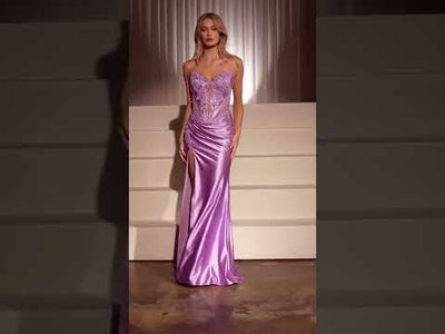 Ladivine CDS521 - High Slit Strapless Evening Dress