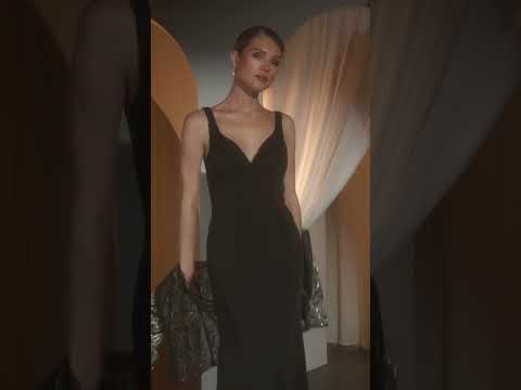 Ladivine J881 - Illusion Jacket V-Neck Evening Dress