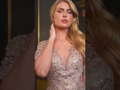 Ladivine CD726 - Layered Skirt V-Neck Formal Gown