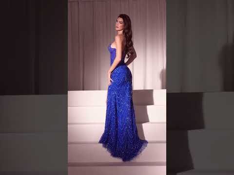 Ladivine C163 - Basque High Slit Evening Dress