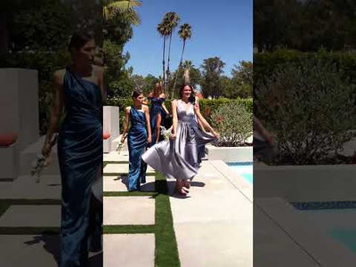 Ladivine 7450 - One-Shoulder A-Line Evening Dress With Slit