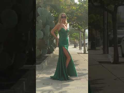 Ladivine CM369 - High Slit V-Neck Evening Dress