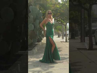 Ladivine CM369 - High Slit V-Neck Evening Dress