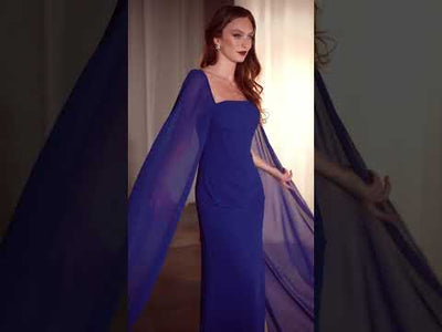 Ladivine CD356 - Cape Chiffon Evening Gown