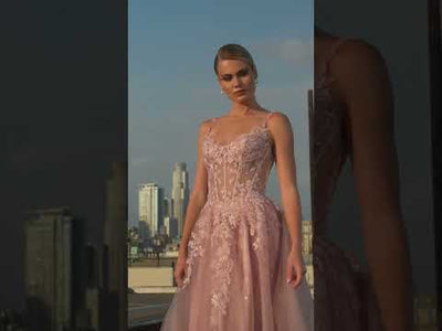 Ladivine CDS533 - High Slit A-Line Evening Dress