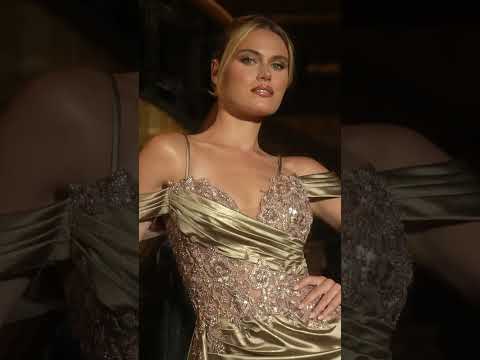 Ladivine CDS532 - Floral Embroidery Sweetheart Evening Dress