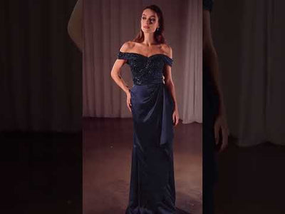 Ladivine CR877 - Off-Shoulder Ruffles Evening Dress