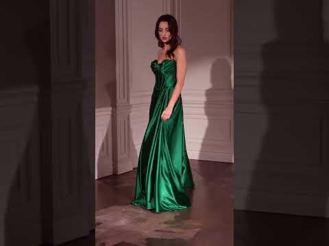 Ladivine CD378 - Pleated Sweetheart Long Gown