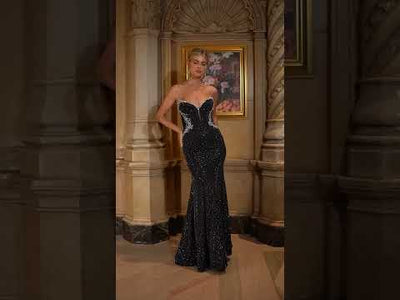 Ladivine CM365 - Strapless Bustier Long Gown