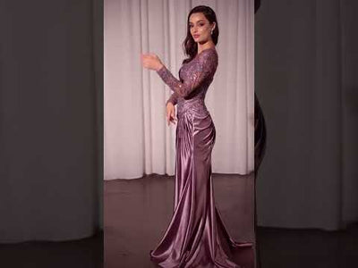 Ladivine CDS505 - Long Sleeves Illusion Evening Dress