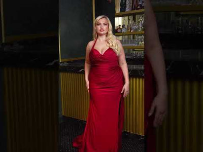 Ladivine CD796C - Ruched Long Gown with Slit