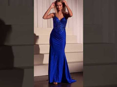 Ladivine CD0106 - Basque Sequin Evening Dress