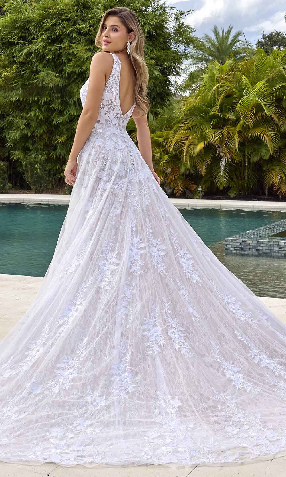 Primavera Couture 11141 - Lace Applique A-Line Evening Gown Wedding Dresses