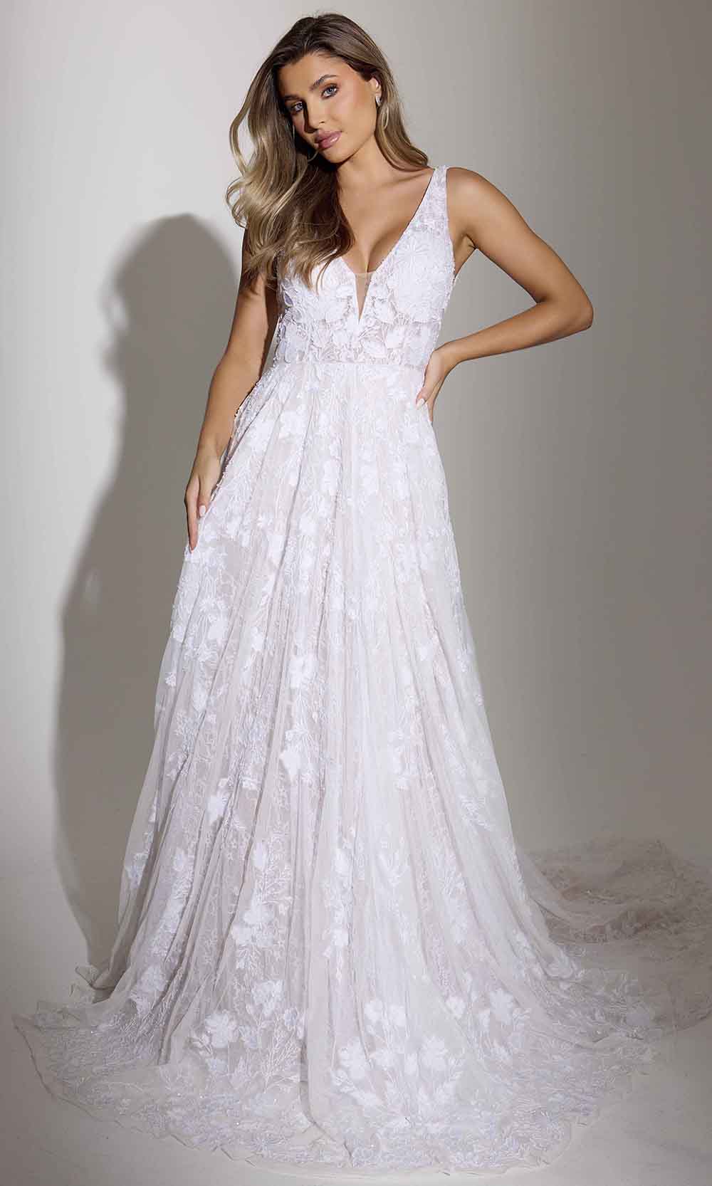 Primavera Couture 11141 - Lace Applique A-Line Evening Gown Wedding Dresses