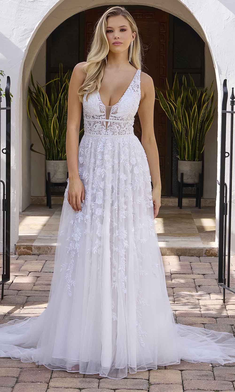 Primavera Couture 11142 - Sleeveless Embroidered A-Line Gown Wedding Dresses 0 / Ivory