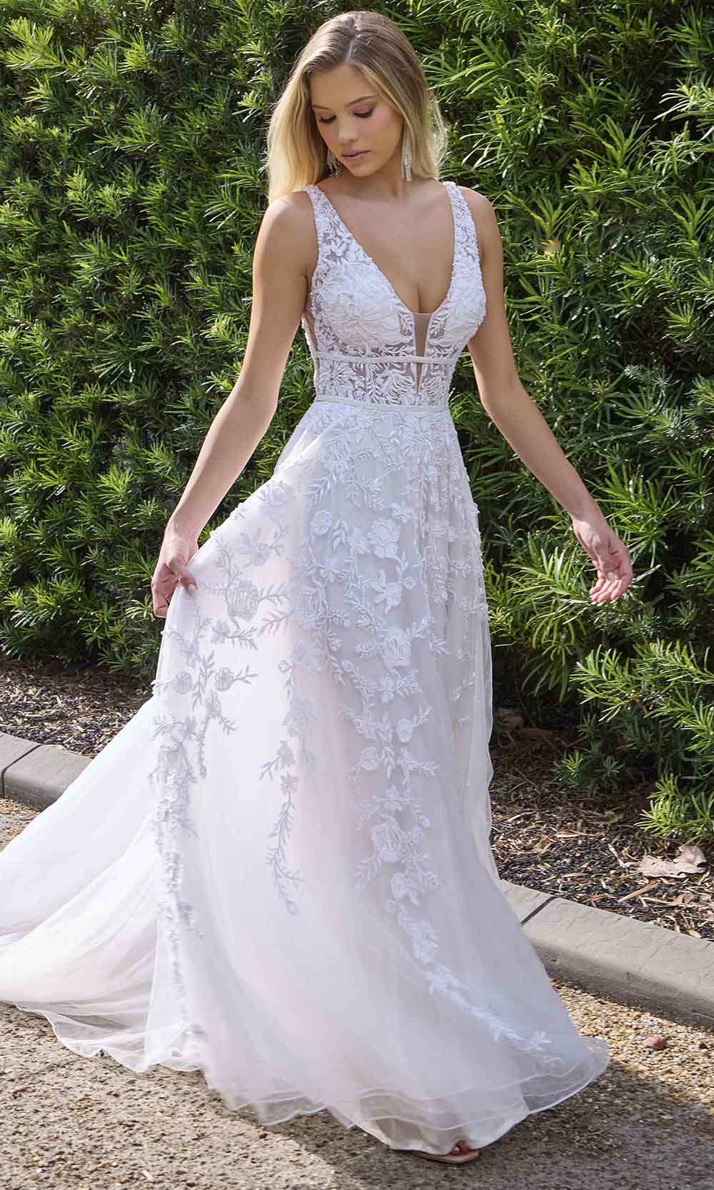 Primavera Couture 11142 - Sleeveless Embroidered A-Line Gown Wedding Dresses