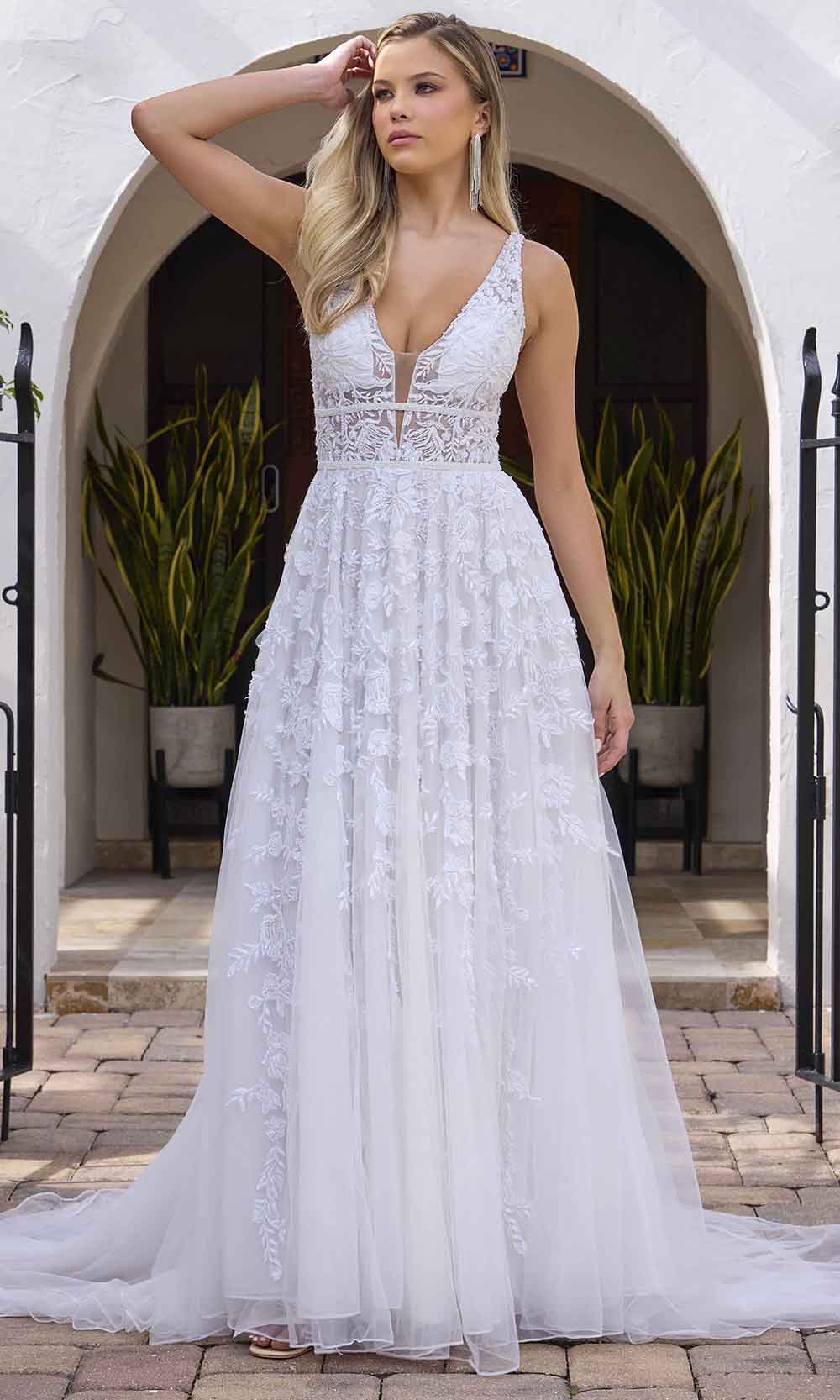 Primavera Couture 11142 - Sleeveless Embroidered A-Line Gown Wedding Dresses