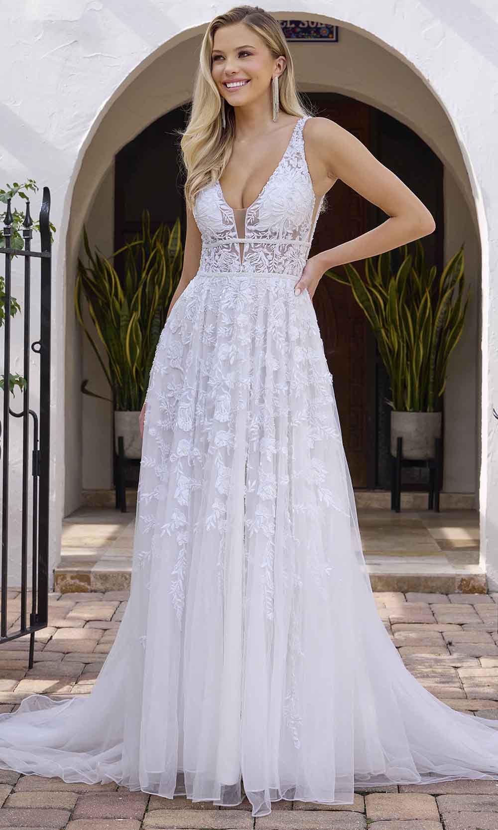 Primavera Couture 11142 - Sleeveless Embroidered A-Line Gown Wedding Dresses