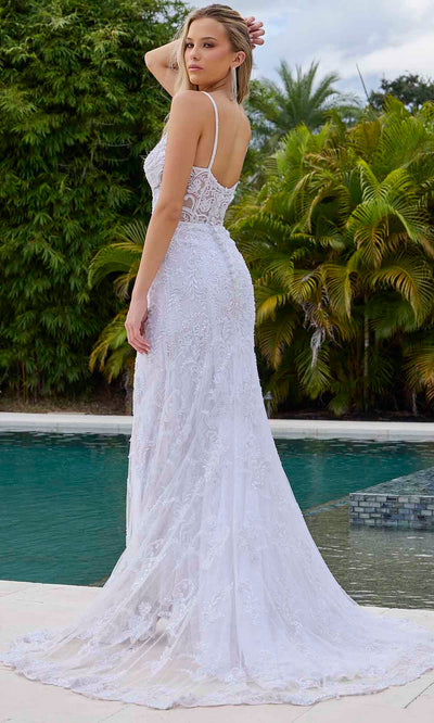 Primavera Couture 11143 - Pearl-Embellished Plunging Evening Gown Wedding Dresses