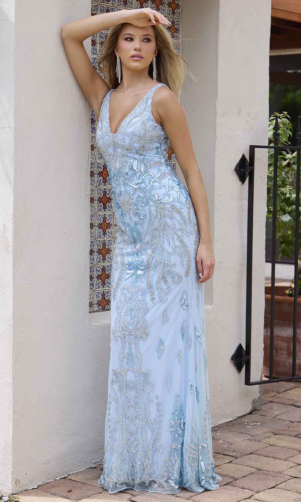 Primavera Couture 12180 - Jeweled Sleeveless Prom Dress Special Occasion Dress 4 / Powder Blue