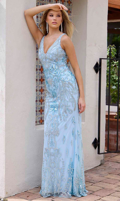 Primavera Couture 12180 - Jeweled Sleeveless Prom Dress Special Occasion Dress 4 / Powder Blue