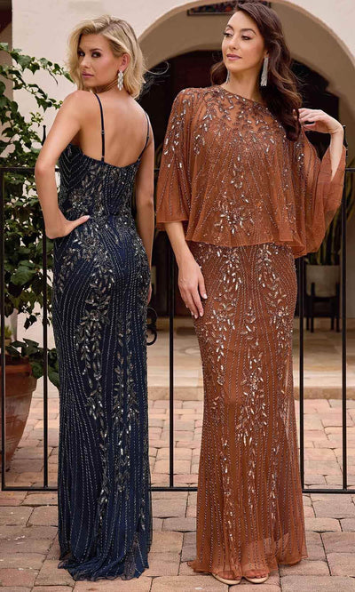 Primavera Couture 13152 - Sleeveless Sheer Capelet Evening Dress Mother of the Bride Dresses