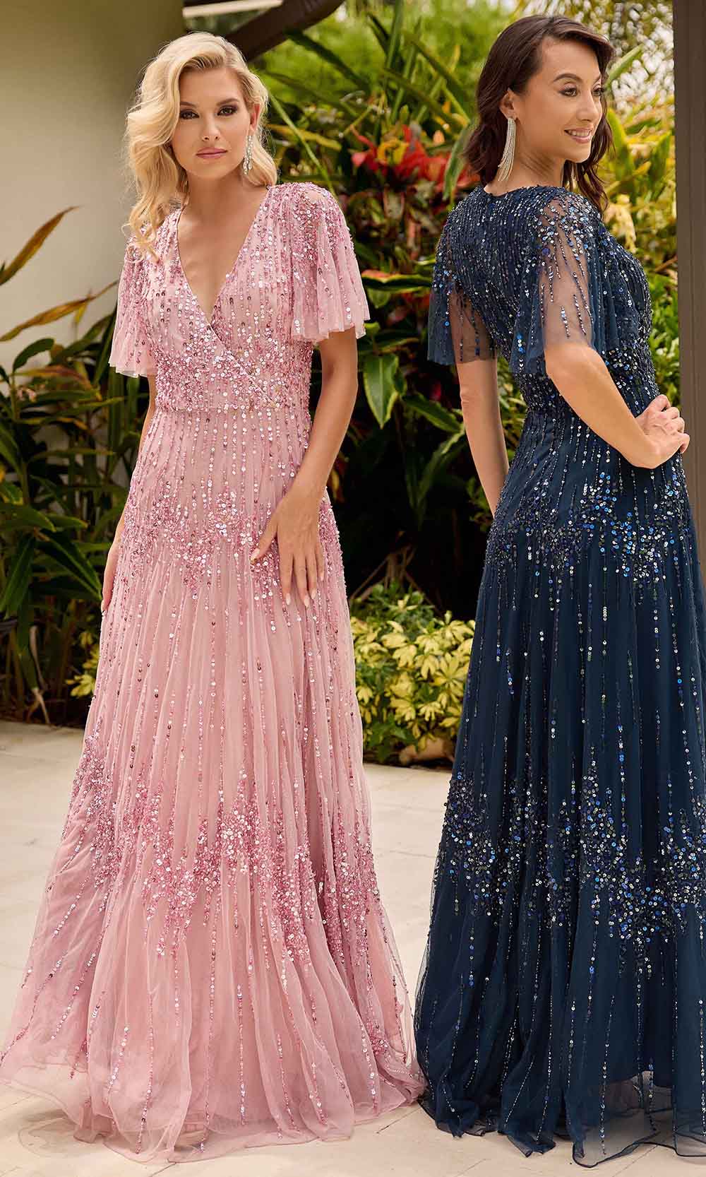 Primavera Couture 13153 - V-Neck Sequin Embellished Evening Gown Mother of the Bride Dresses