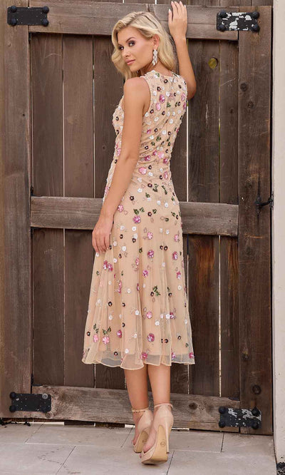 Primavera Couture 13159 - Floral Beaded A-Line Tea-Length Dress Semi Formal