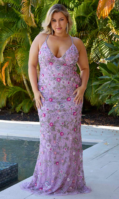 Primavera Couture 14071 - Beaded Floral Prom Gown Prom Dresses 14W / Lavender