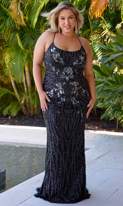 Primavera Couture 14072 - Sequined Sleeveless Prom Gown Prom Dresses 14W / Black