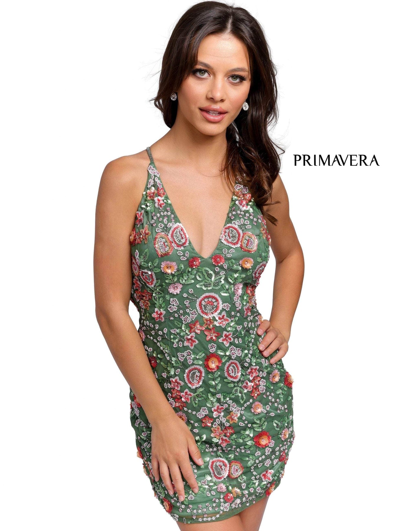 Primavera Couture - 1938 Floral Sequined Short Dress Cocktail Dresses