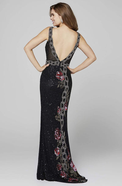 Primavera Couture - 3453 Sleeveless Floral Pattern Sequin Sheath Dress Prom Dresses