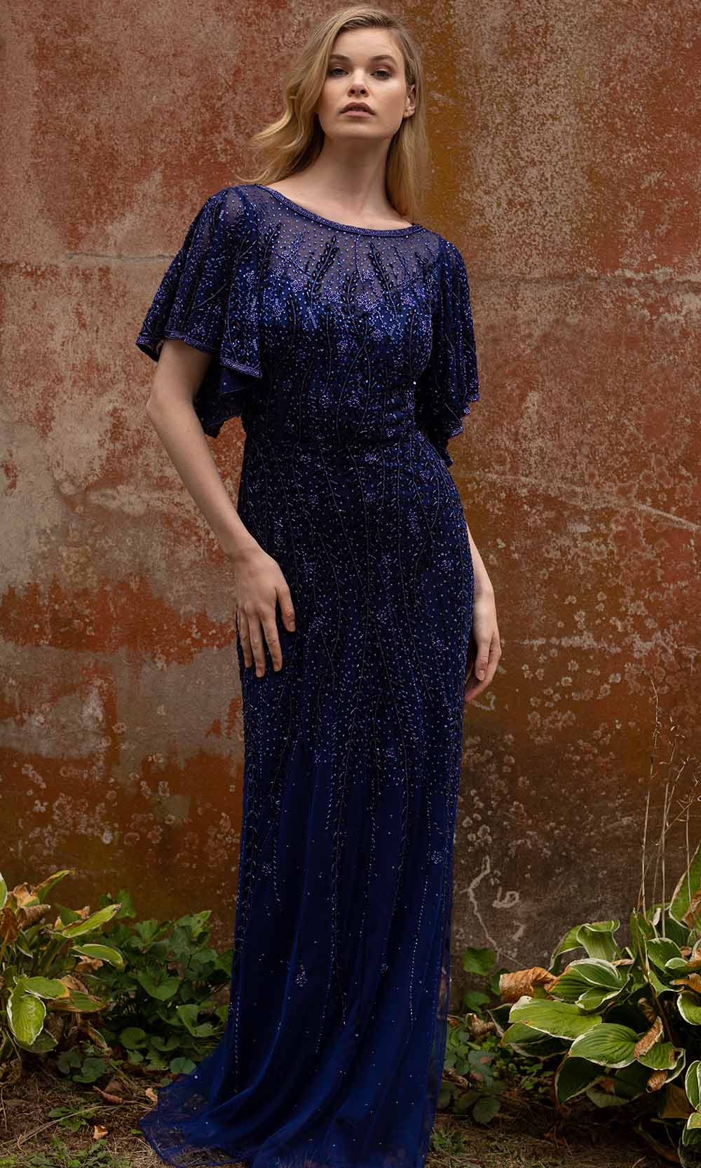 Primavera Couture 3681 - Trailing Beaded Evening Gown Evening Dresses 0 / Midnight