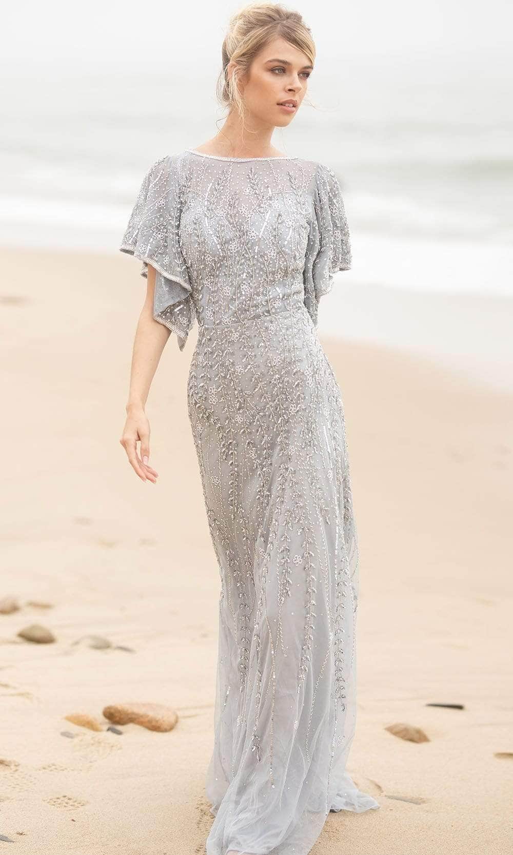 Primavera Couture 3681 - Trailing Beaded Evening Gown Evening Dresses 0 / Platinum