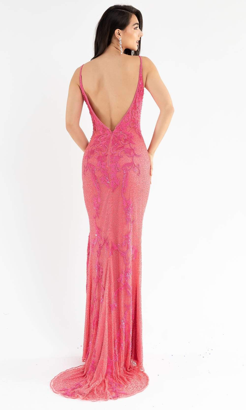 Primavera Couture - 3727 V-Neck Sleeveless High Slit Gown Special Occasion Dress