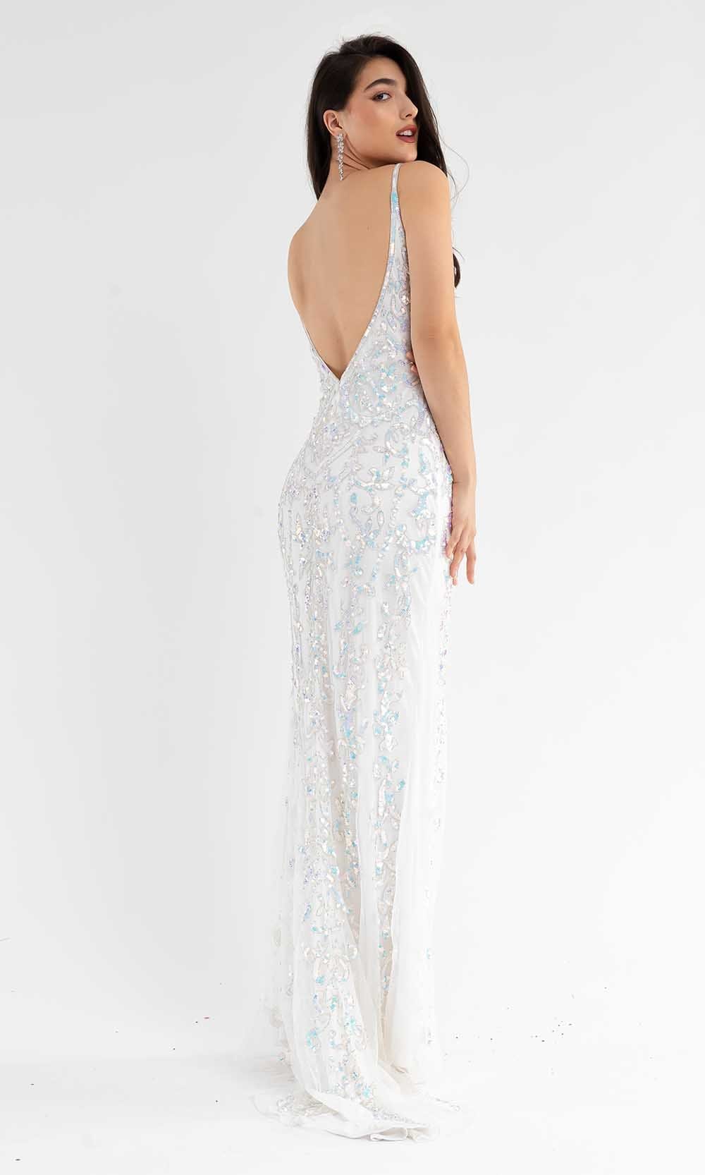 Primavera Couture - 3749 Sequin V-Neck Open Back Gown Special Occasion Dress