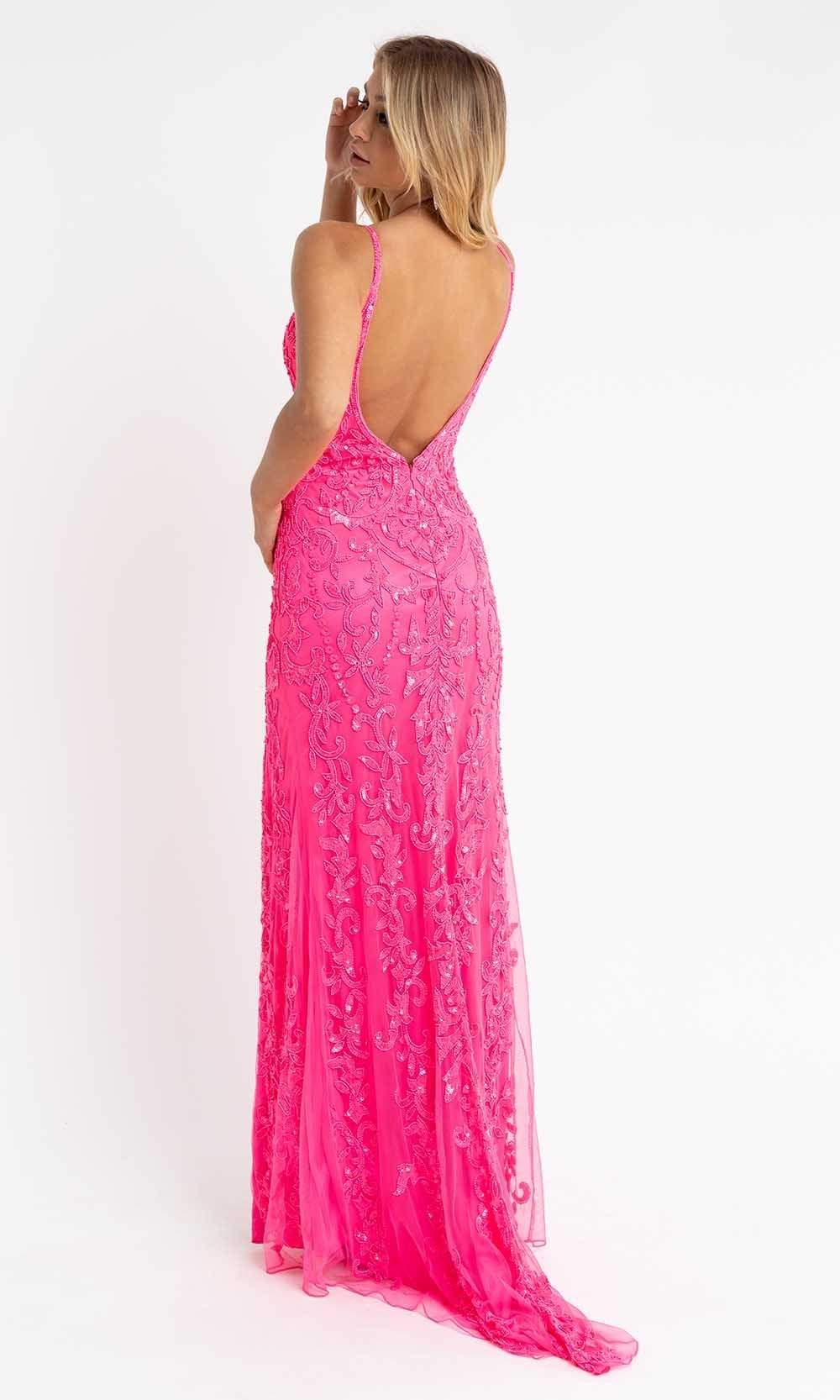 Primavera Couture - 3749 Sequin V-Neck Open Back Gown Special Occasion Dress