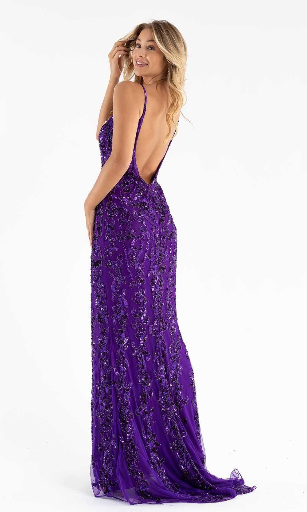 Primavera Couture - 3749 Sequin V-Neck Open Back Gown Special Occasion Dress