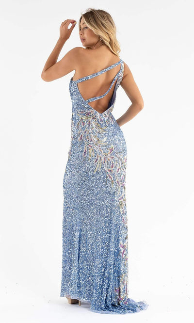 Primavera Couture - 3753 Trailing Petals Fully Sequined One Shoulder Long Gown Special Occasion Dress