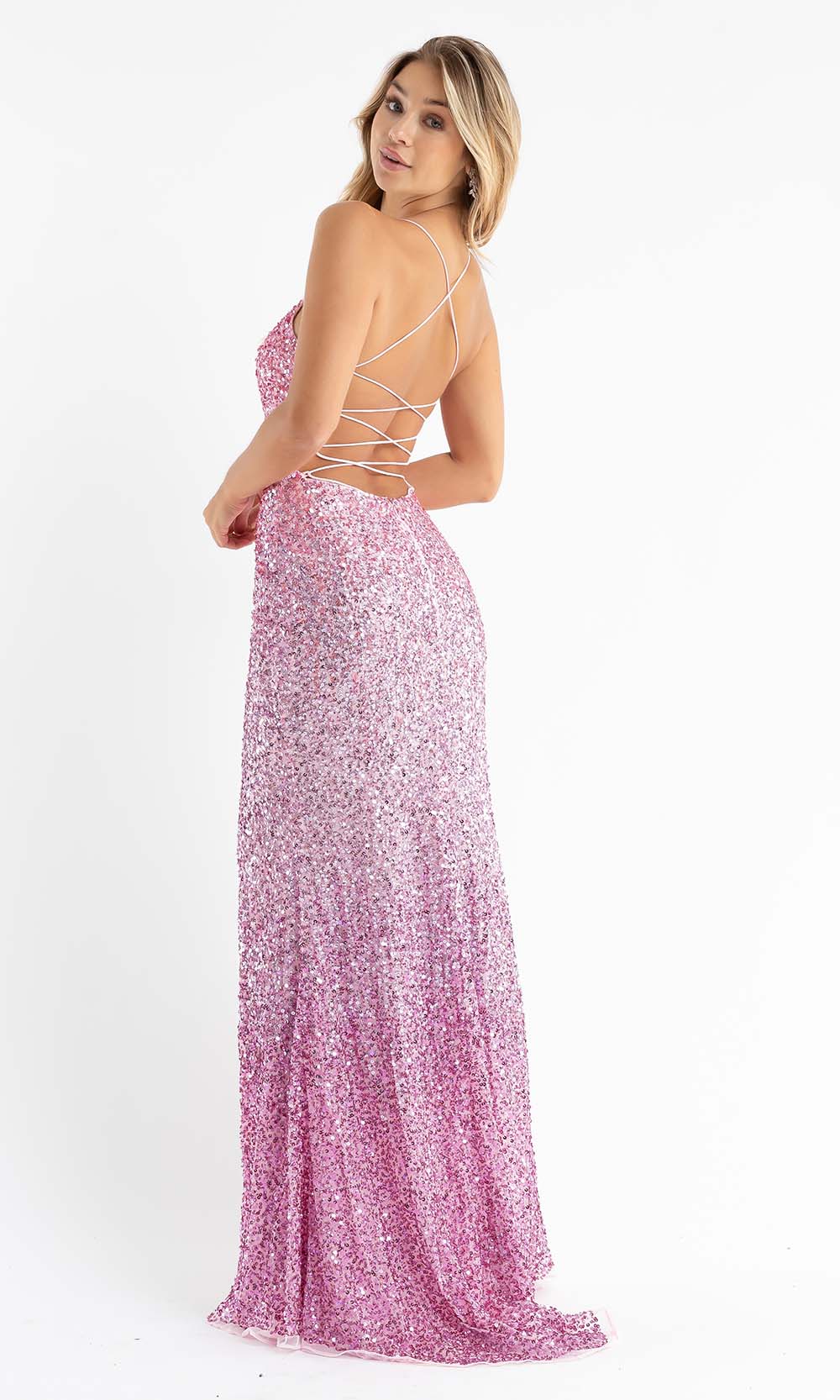 Primavera Couture - 3769 Fully Sequined Spaghetti Strap Lace Up Back Style Prom Dress Special Occasion Dress