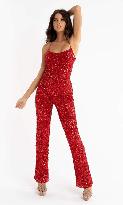 Primavera Couture - 3774 Sequin Scoop Neckline Jumpsuit Special Occasion Dress