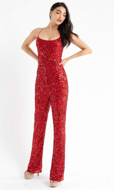 Primavera Couture - 3774 Sequin Scoop Neckline Jumpsuit Special Occasion Dress