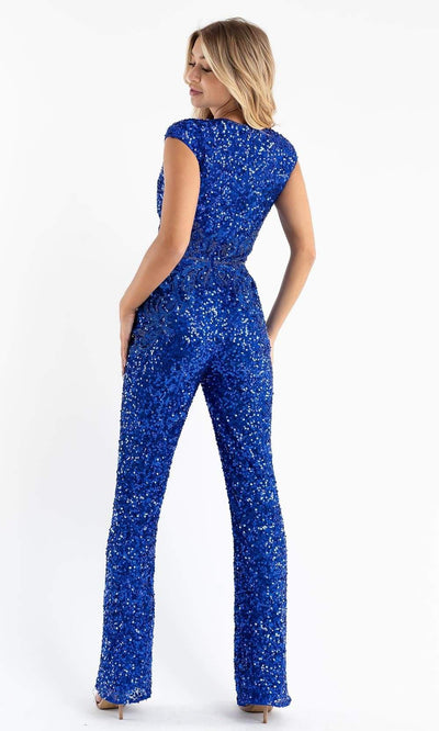 Primavera Couture - 3775 Cap Sleeve Sequin Jumpsuit Special Occasion Dress