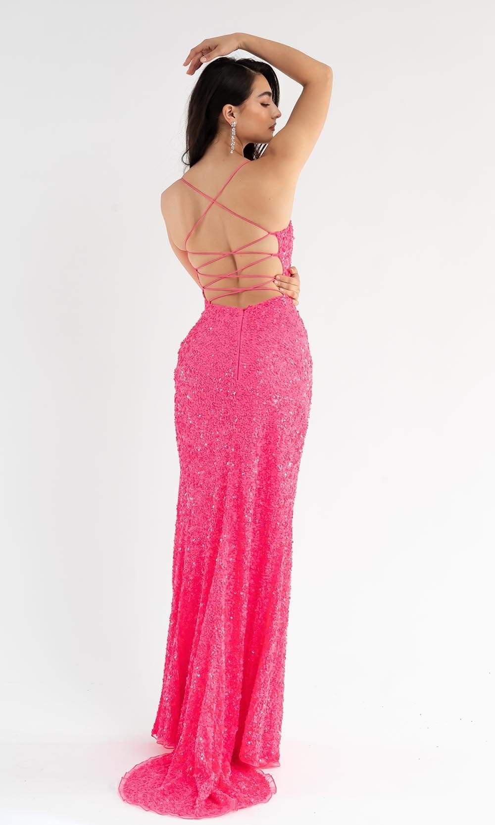 Primavera Couture - 3791 V-Neck Sequin Lace Up Dress Special Occasion Dress