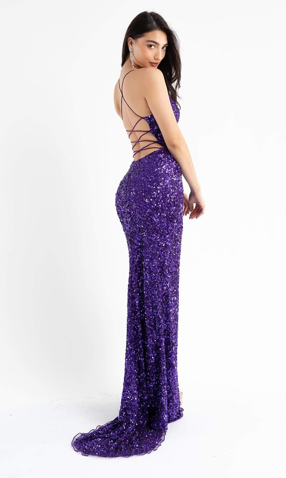 Primavera Couture - 3791 V-Neck Sequin Lace Up Dress Special Occasion Dress