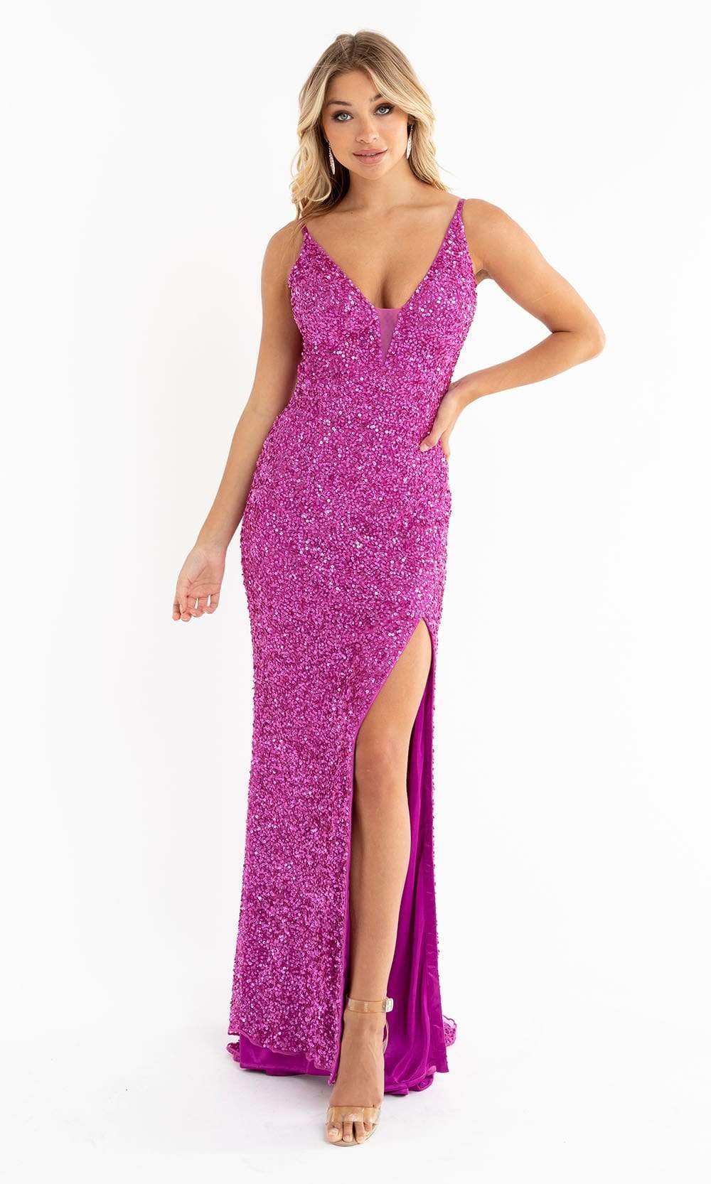 Primavera Couture - 3792 Sleeveless Sequin High Slit Dress Special Occasion Dress