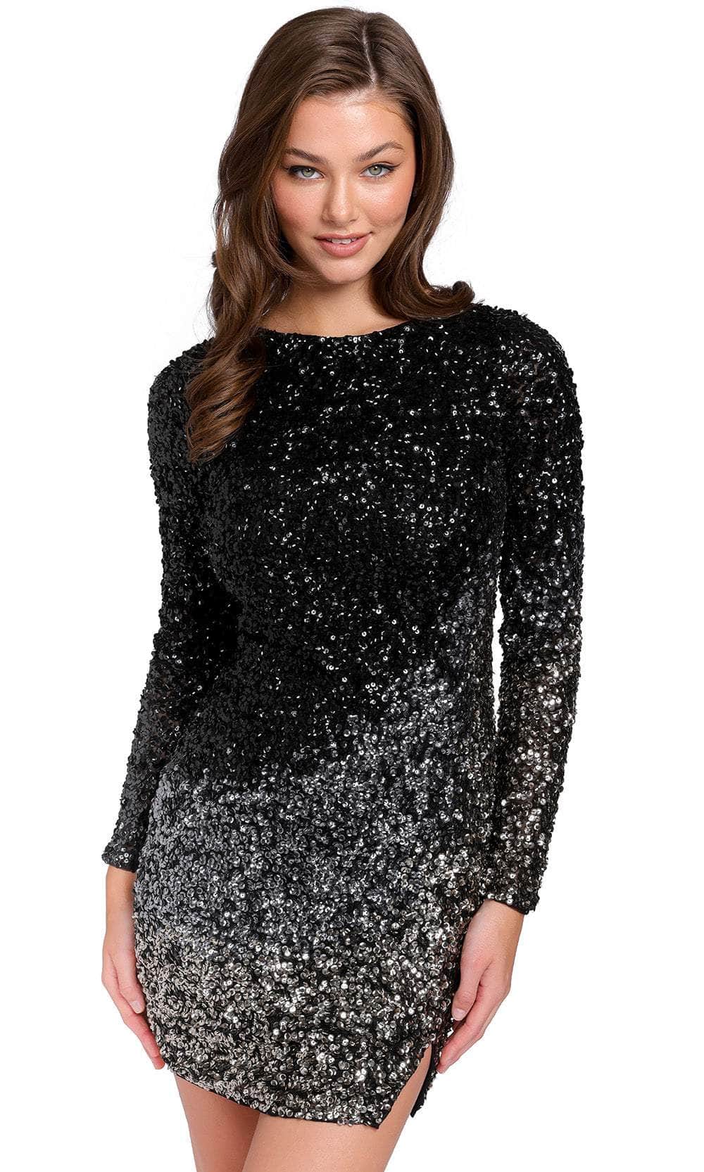 Primavera Couture 3819 - High-Neck Ombre Cocktail Dress Special Occasion Dress 00 / Black