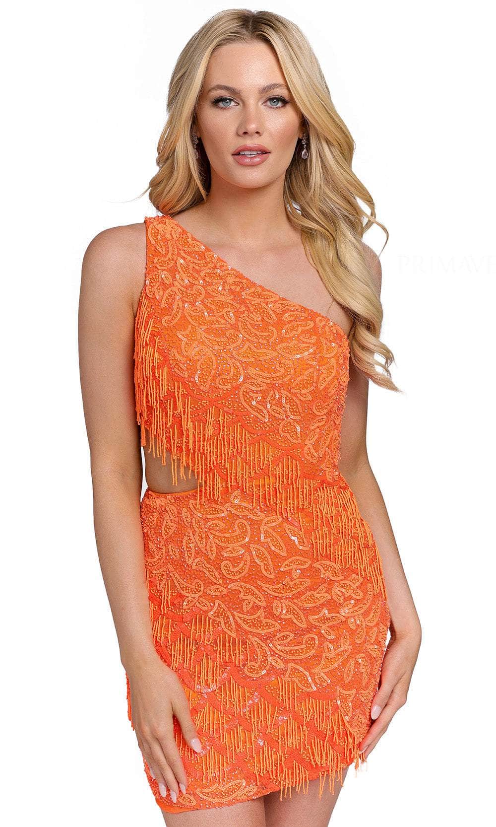 Primavera Couture 3836 - Asymmetric Neck Cutout Cocktail Dress Special Occasion Dress